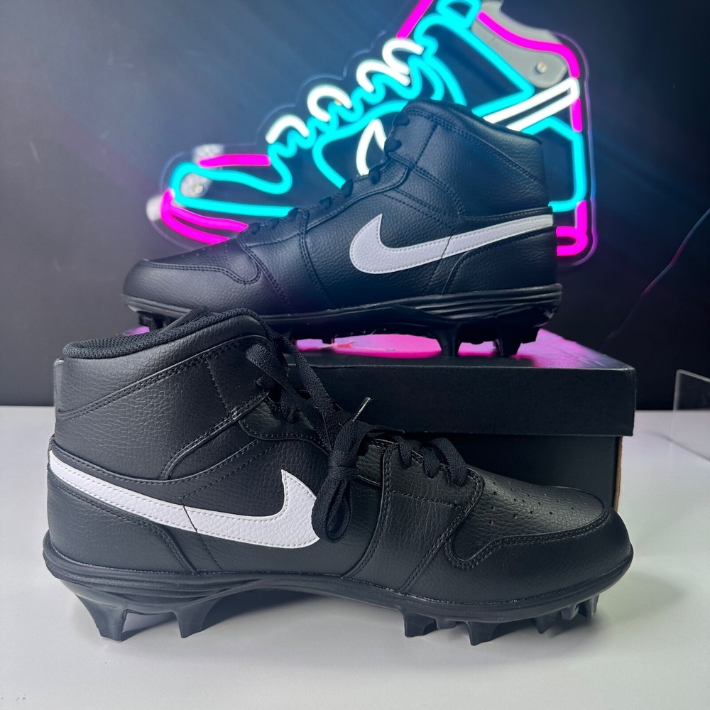 Nike Air Jordan 1 Mid TD Black White football cleats FJ6805-001 Men's 13 NEW - Picture 3 of 6